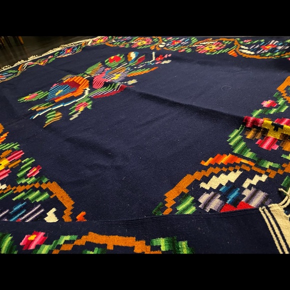 Zapotec Handwoven Bed Cover Topper Wall Tapestry 51"x78" Colorful Oaxaca Throw - Picture 8 of 16